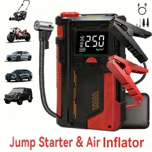 Portable Multifunction Car Starter Wireless Car Tire Air Compressor PowerBank Flashlight Tire Inflator for Motorcycle Bicycle Car Tire