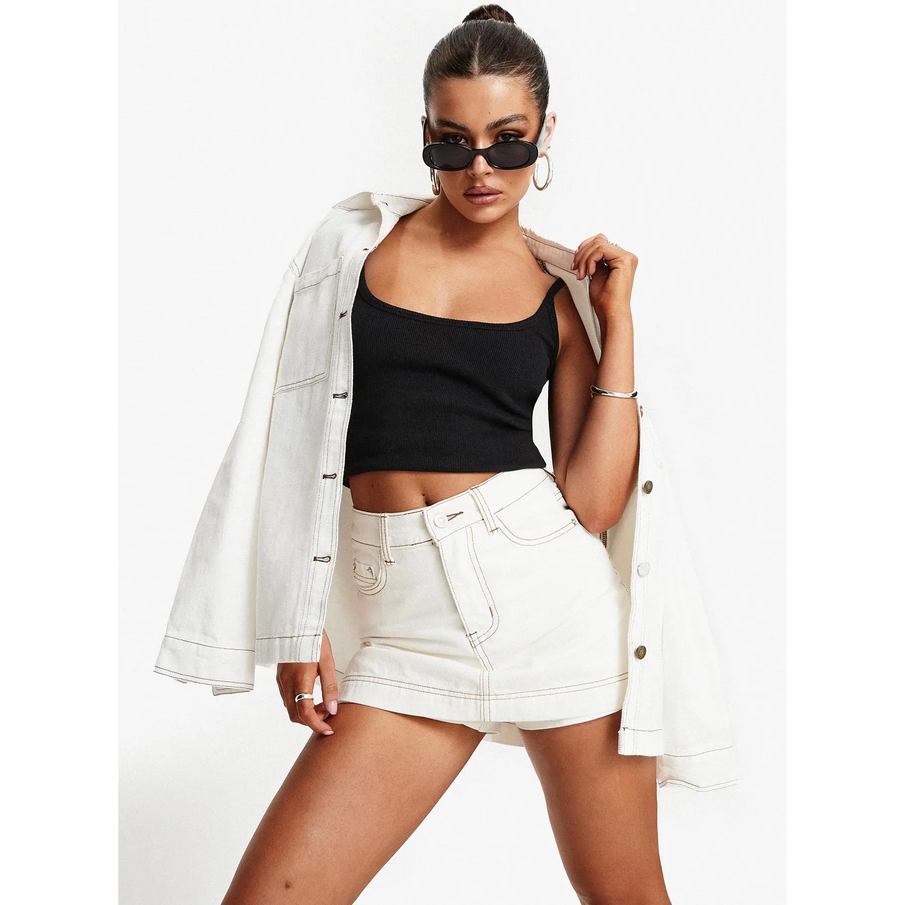 Katlynne Denim Mini Skort White