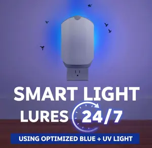 Zevo Flying Insect Trap - Plug-in Indoor Fly Trap and Bug Light Trap Refill with Blue and UV Light - No-Mess Cartridge for House Flies, Fruit Fly Trap and Gnats (1 Plug-in Base and 1 Cartridge)