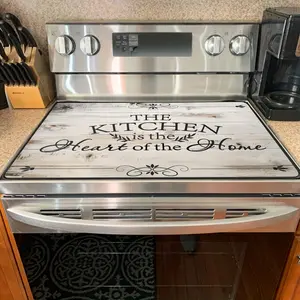 1pc, Rubber Stove Top Cover With 2 Hooks For Induction Cooker Electric Stove Range, Heat Resistant Anti-scratch Non-slip Range Covers, Glass Ceramic Stovetop Cooktop Protector, Kitchen Extra Countertop, Dish Drying Mat - 28.5"x20.5"/72.5x52cm