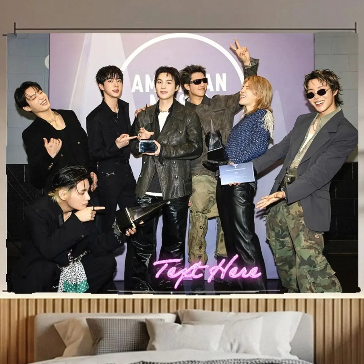 Bangtan Hanging Tapestry | Bantan Boys | Personalized Wall Art | Polyester Fabric | Ship Flag Banner