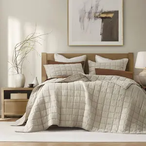 Harbor House HHD14-1920 Linen Garment Washed Quilt Set, Linen - King & California King Size, King Size Bed, Artisan Crafted