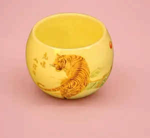 C01.Tiger Roar Enamel Tea Cup | Hand-painted Chinese Porcelain Master Cup