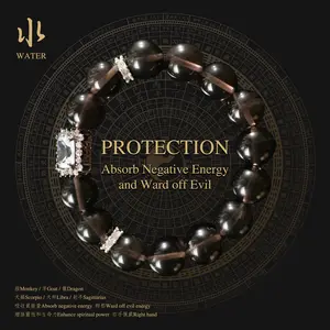 Protect Your Energy Natural Crystal Black Obsidian Bracelet Absorb Negative Energy