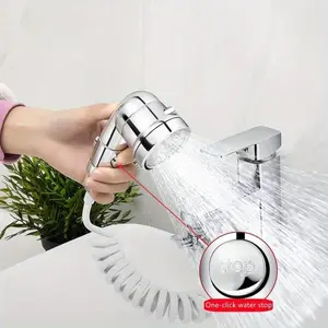 1 PC Sink Faucet Hose Sprayer Attachment, Handheld Shower Faucet Diverter, Water Outlet Mode and a Water Stop Function Hose Shower Set for Kitchen Faucet, Bathroom, Laundry Room, Pet Bathing