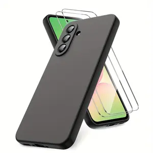 3_PCS [1 Phone Case with 2X Clear Screen Protectors]Soft Anti-Scratch Microfiber Lining, Full Body Protective Shockproof Cover, Candy Color Phone Case for Samsung A16 A36 A56 A15 A35 A55 A14 A34 A54 S26 S25 S24 S23 S22 Ultra S24 FE