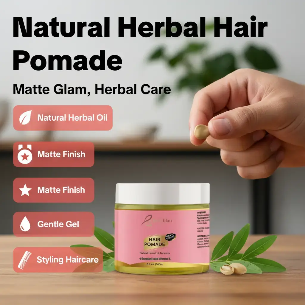 BYENBLAN Hair Pomade, Plant Based Styling Gel with Herbal Aroma, Gentle Matte Finish & Nourishing Vitamin E, Unisex Hair Products, Rosemary Oil, 120G