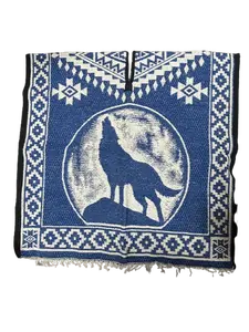 Unisex Adult Howling Wolf Poncho / Gaban