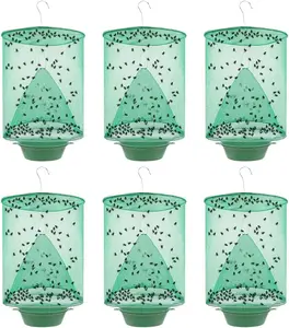 1~6Pack Hanging Ranch Fly Traps, Reusable Fly Catcher, The Most Efficient Fly Cage Trap for Indoor & Outdoor Use, Ideal for Family Farms, Parks, Restaurants