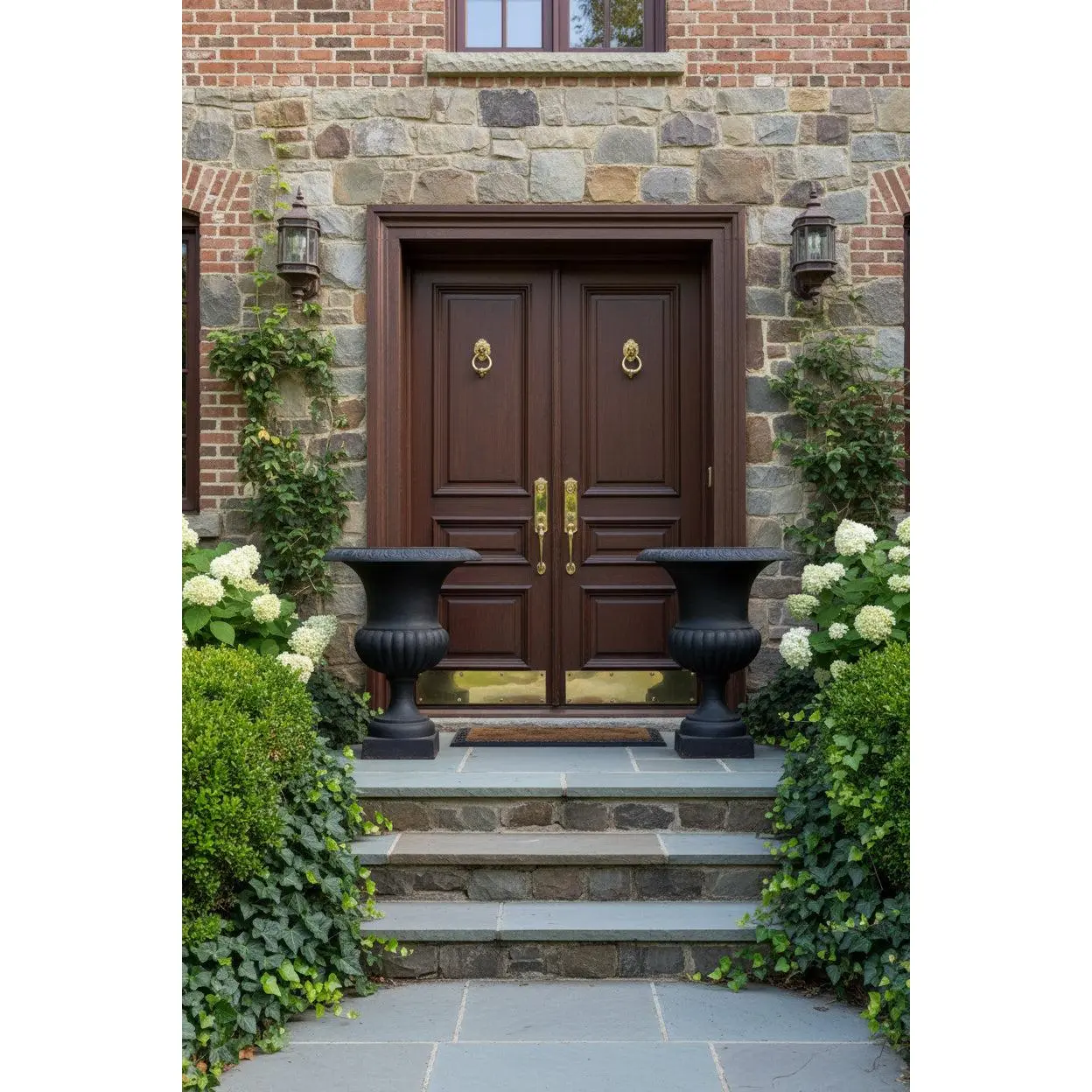 Pair of Cast Iron Patio Urns