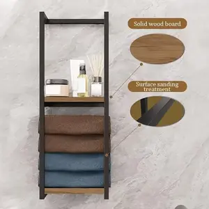 For home decorators who adore vintage aesthetics, this iron towel rack, Bathroom Accessory, with its classic material and double-layer design allows your bathroom space to achieve efficient storage while exuding the ambiance of French country style