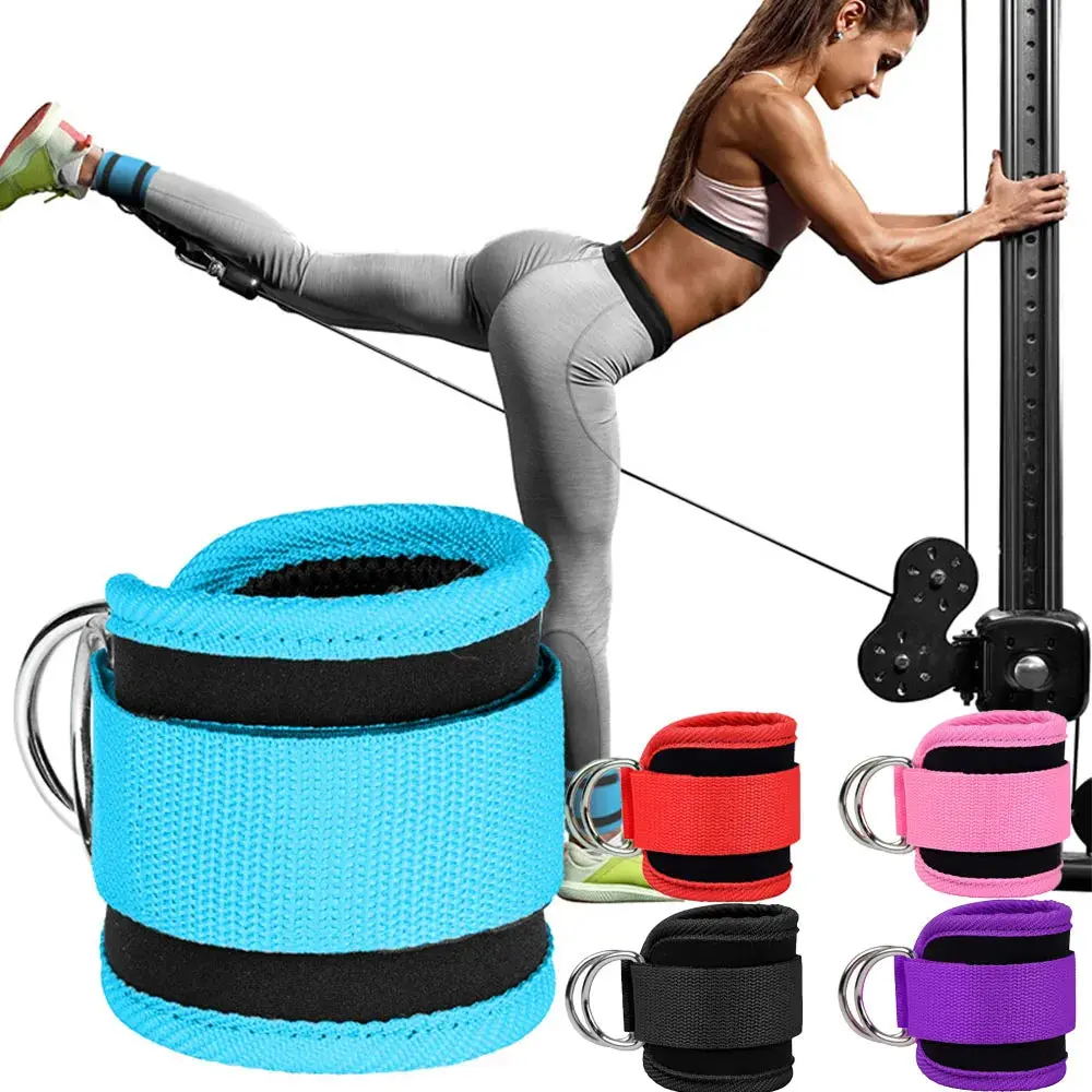 Unisex Padded Neoprene Ankle Straps - Adjustable Fitness Support Cuffs with D-Ring, Portable Home Gym Equipment for Cable Machine Leg Workouts and Booty Workout Aid, Exercise Equipment, D-Ring Hook