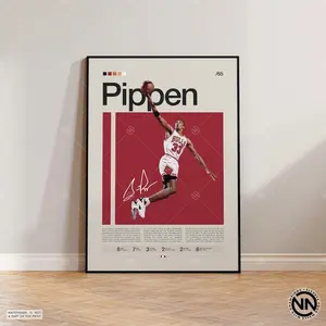 [Unframed] Scottie Pippen Poster, Chicago Bulls Print, NBA Poster, Sports Poster, Mid Century Modern, NBA Fans, Basketball Gift, Sports Bedroom Posters