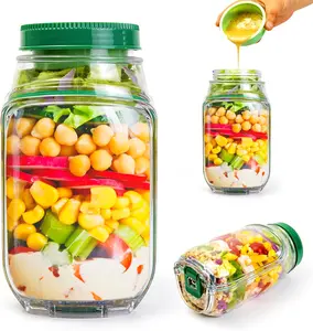 Layered Salad Container with Dressing Cup