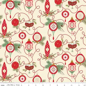 Fabric Riley Blake Eggnog Bulbs Glisten by the Quarter Yard C16221-EGGNOG
