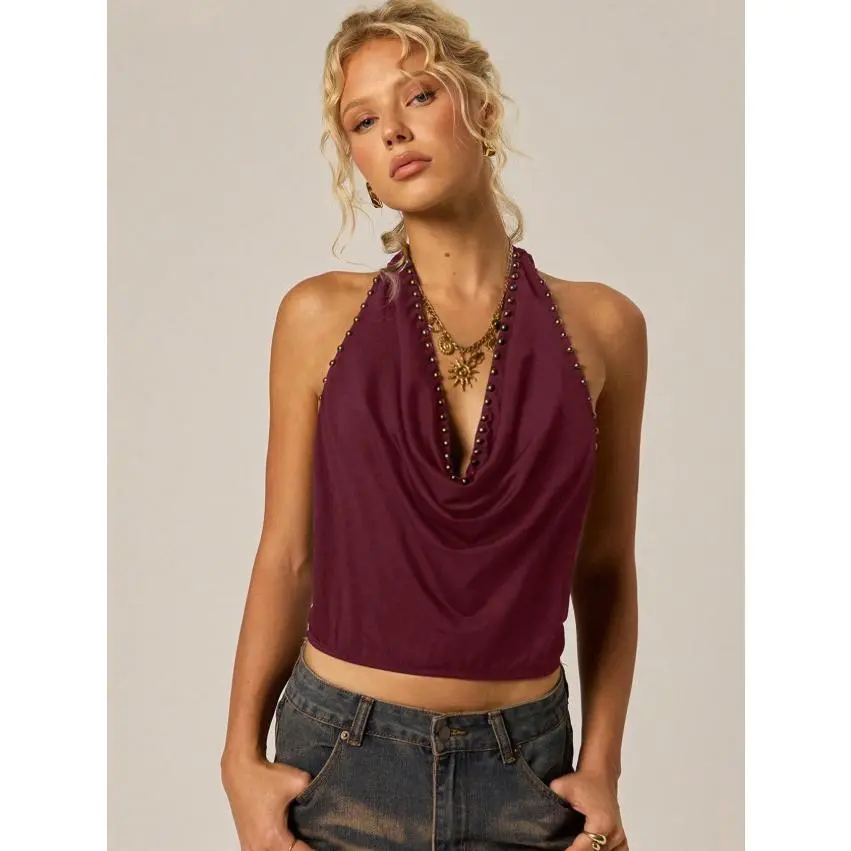 Glamine Grunge Punk Sexy Deep V Vintage Sling Open Back Draped
