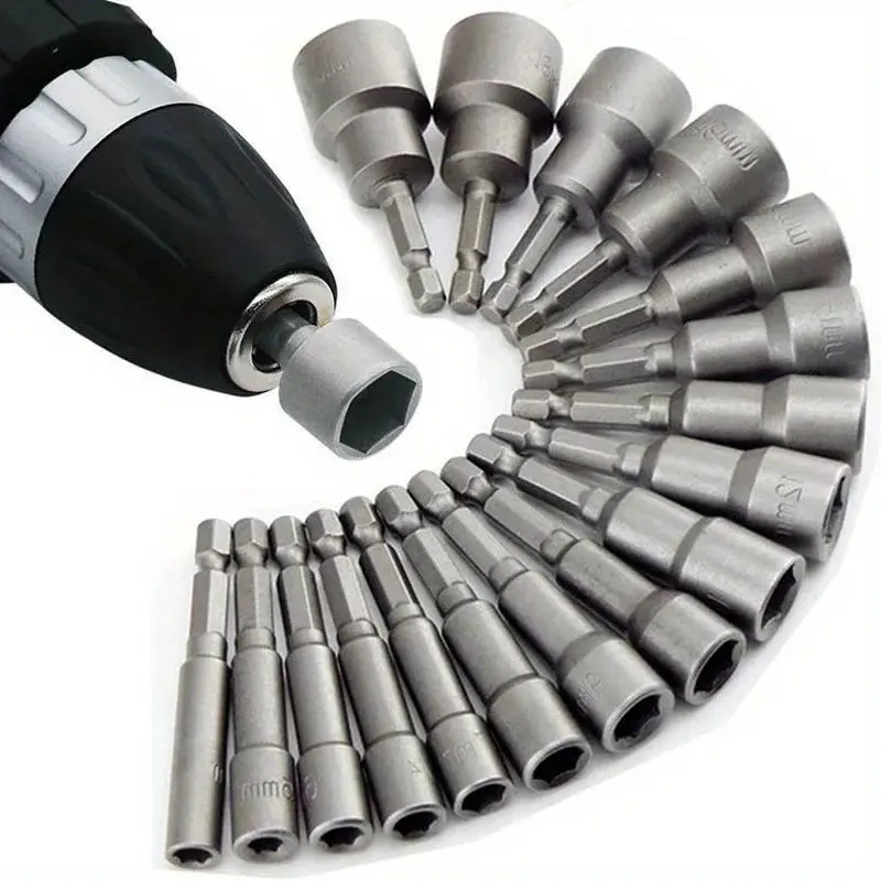 23-piece set of hexagonal socket wrenches, screw sockets, electric screwdriver bits, electric nut driver bits, 1/4 hexagonal handles, CRV screwdrivers, nut driver sockets, electric tools, Replaceable Screwdriver Bits, Screwdriver Components
