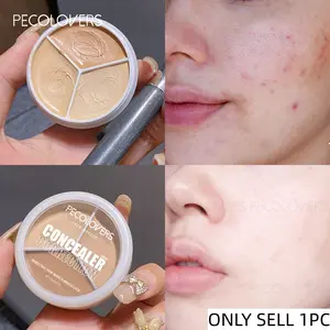 1PC Waterproof Concealer Cream Lasting Full Cover Acne Mark Dark Circles Eye Contour Concealer Tri-color Makeup Palette Moisturizing Face Makeup Cometics