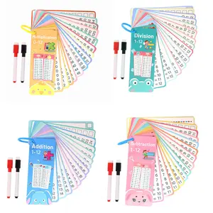 4 Sets Learning Cards Set, Includes Addition Subtraction Multiplication Division Practice, Reusable Flashcards for Students & Teachers, Visual Stimulation Cards
