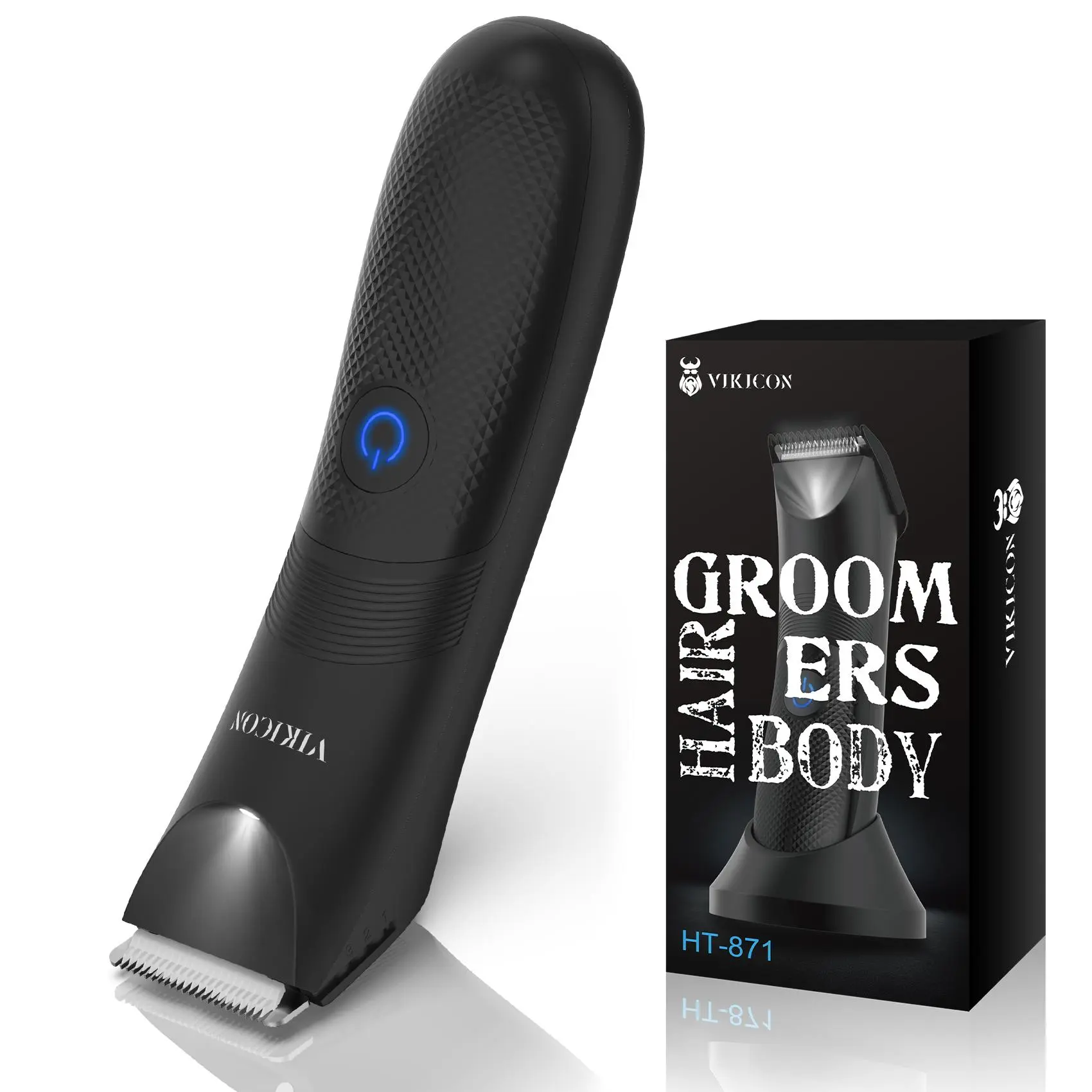VIKICON Manscape Trimmer for Men - IPX7 Waterproof Ball Trimmer w/Light & Ceramic Blade, Body Groomer for Pubic/Body/Groin,Electric Razor Shavers,USB-C Charging,No Nicks,Hair Cutting Machines Cutters Epilator Hair Barber Clippers Smooth grooming set