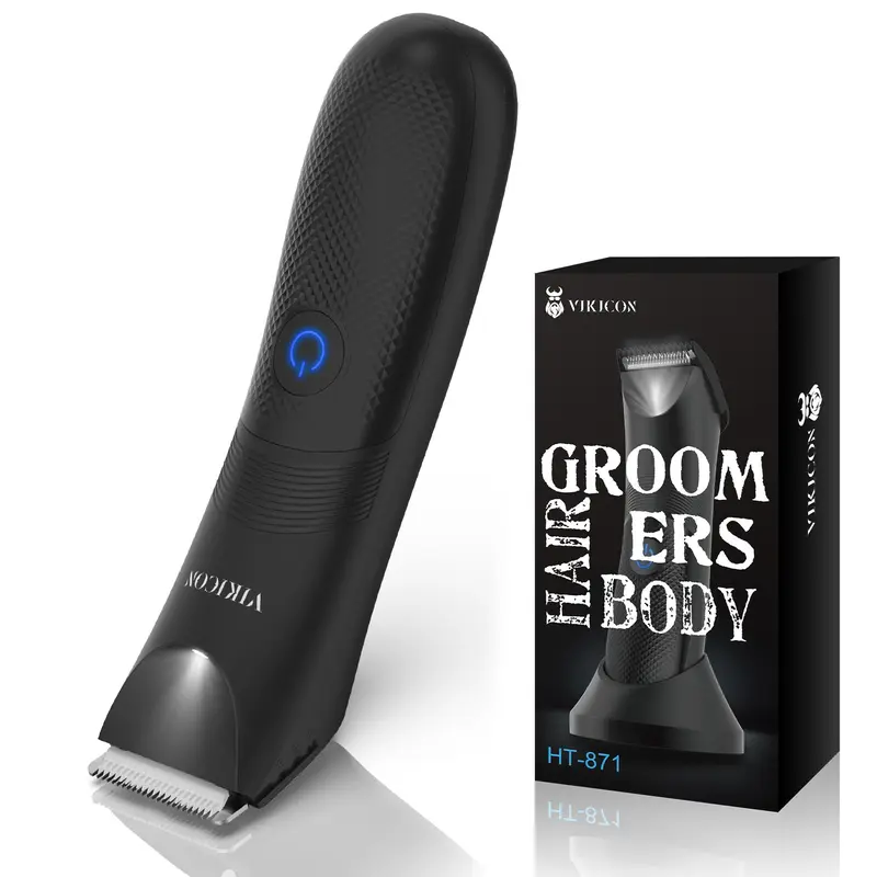 VIKICON Manscape Trimmer for Men - IPX7 Waterproof Ball Trimmer w/Light & Ceramic Blade, Body Groomer for Pubic/Body/Groin,Electric Razor Shavers,USB-C Charging,No Nicks,Hair Cutting Machines Cutters Epilator Hair Barber Clippers Smooth grooming set