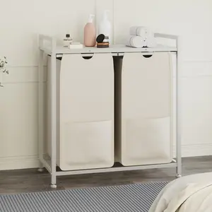 4/3/2-Section Laundry Hamper with Shelf, Pull-Out Removable 12.8 gal(48L) Bags, Metal Frame Laundry Sorter Compartments,Clothes Organizers and Storage