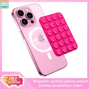 Liu Fei DigitalMagnetic Suction Cup Phone Mount |   Detachable Suction Phone Grip |   Hands-Free MagSafe Suction Mount for Phone Accessories Metal Stick Hot Pink