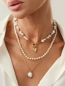Three-Layer Pearl Necklace Set, French Chic Collar Chain, Elegant Layered Jewelry, Perfect for Daily Wear, Stylish Accessory, Stackable Clavicle Chain, Summer Style Jewelry