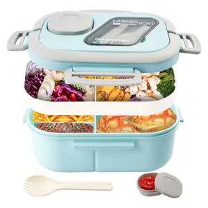 43oz Salad Bento Lunch Box – Large Container with Toppings Tray