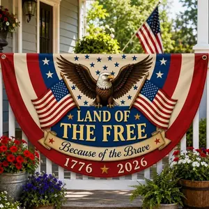 America 250th Anniversary Banner, Semiquincentennial 1776-2026 Patriotic Eagle Fan Flag, 250 Years USA, July 4th Independence Day