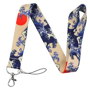 Kanagawa Waves Neck Strap Lanyards Keychain Badge Holder Phone Charm Mobile Phone Lanyard USB ID Credit Card Pass Hang Rope Lariat Lanyard for Keys Accessories Gifts Phone Accessory Phone Sling