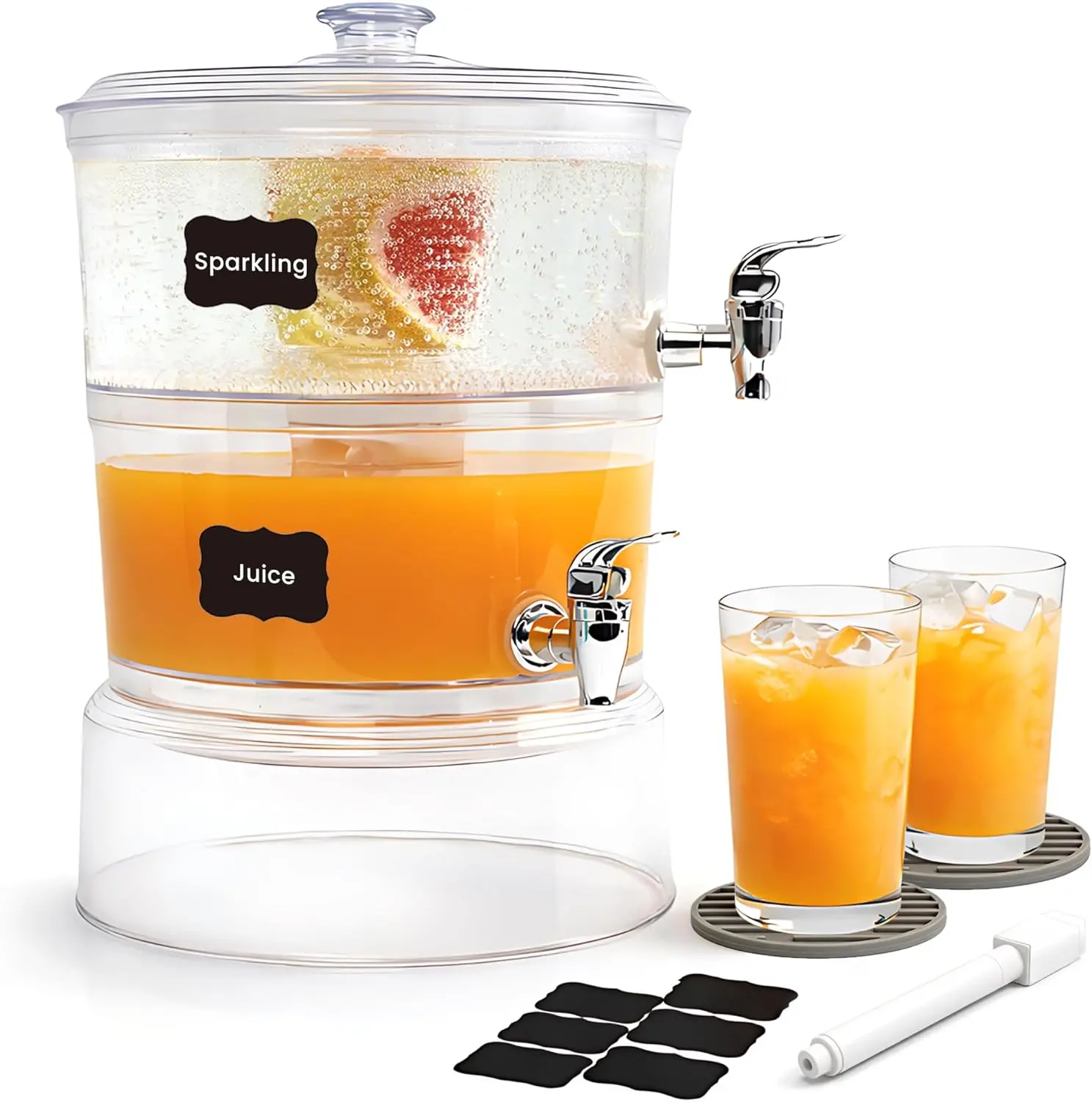 LISI 2 Gallon Drink Dispensers for Parties, BPA-Free Plastic Beverage Dispensers with Stand