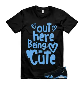 14 Black University Blue Unisex T-Shirt, 14 Black University Blue 2026 Matching Sneaker Shirt, University Blue 14s Outfit, Classic Fit Casual Short Sleeve Tee, 100% Cotton, Gift For Friends