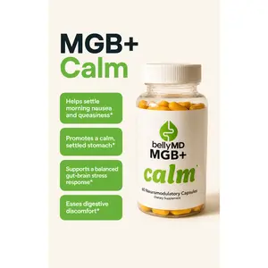 MGB+ Calm Magnesium Glycinate & Lipid-Soluble B1 Supplement | Nausea & Nervous Stomach Support | Physician-Formulated, 60 Vegetarian Capsules by BellyMD