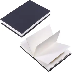 2 Pcs Watercolour Hardback Concertina Blank Accordion-fold Design DIY Notebook Protable Journal Watercolor Sketchbook 6.4 x 4.3 Inch, Black