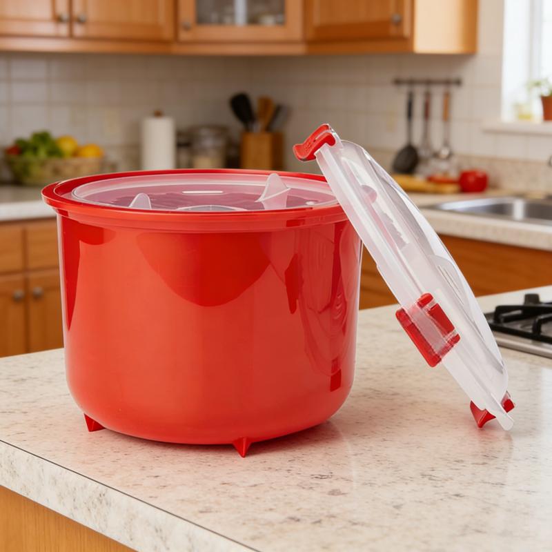 Microwave Rice Cooker & Round Microwave Food Container Set | 2.6L, 915ml | Food Storage Containers with Steam-Release Vents | BPA-Free | 2 Pack