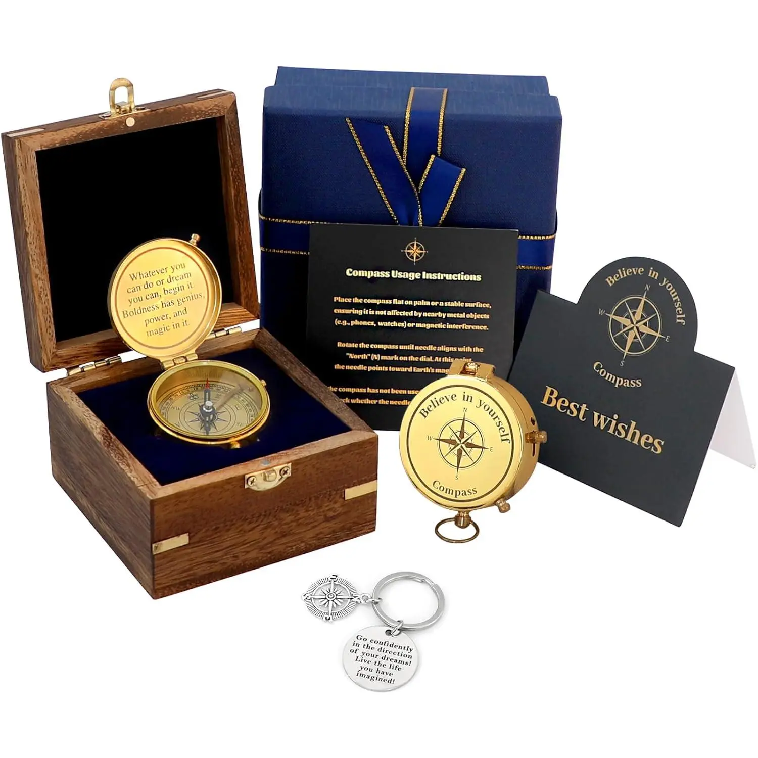 Inspirational Compass Graduation Gift for Teenage Boy, Birthday Gift for Teen Boy Ages 10 11 12 13 14 15 16 17 18, Confirmation Christian Religious Engraved Gift for Son, Boyfriend, Men