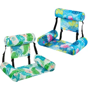 WERNNSAI 2 Pack Inflatable Lounger with Leaf Design for Adults & Kids Heavy Duty PVC Oxford Cloth Adjustable Straps Pool Tanning Accessories Summer Water Party Fun Gifts beach vacation essential
