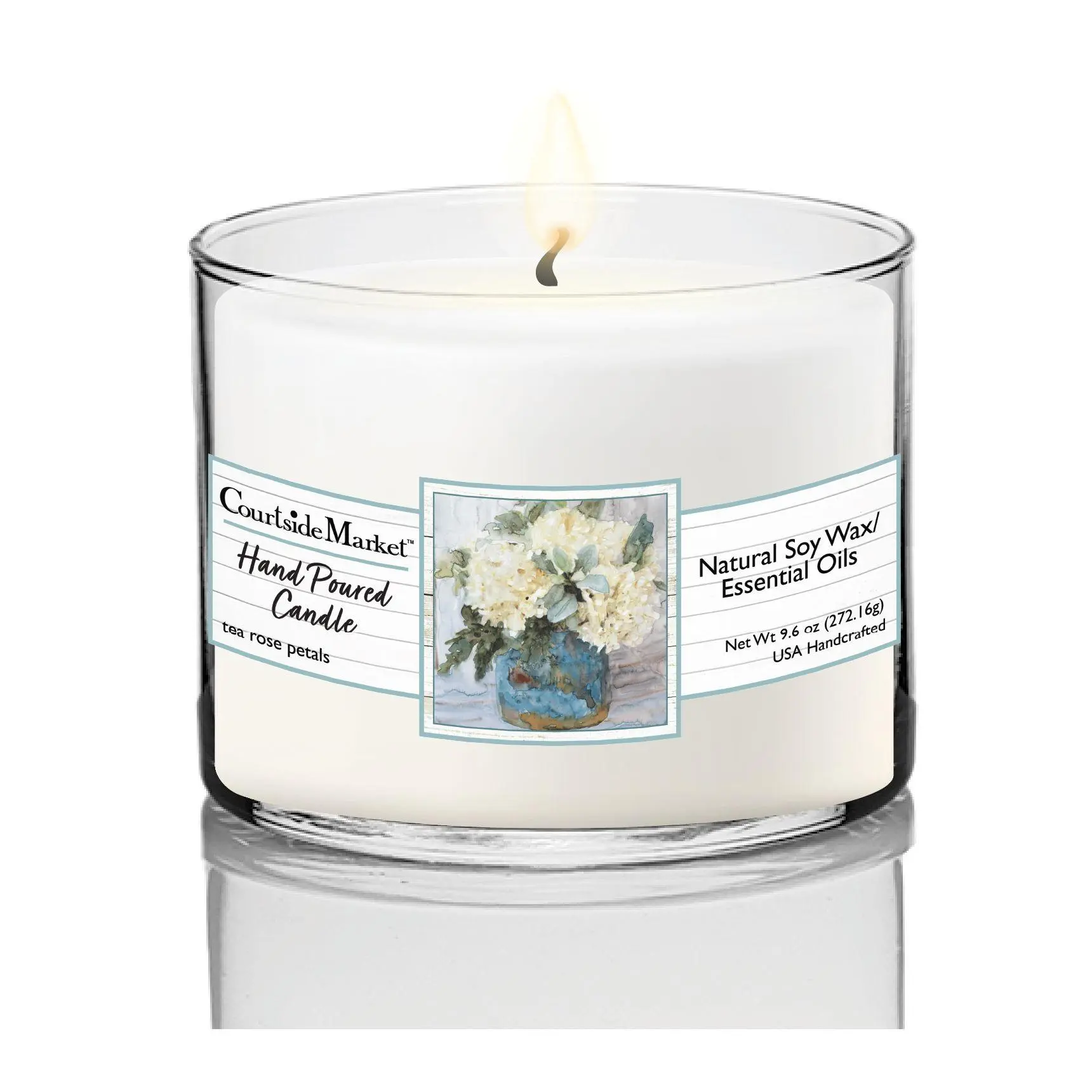 Courtside Market White Hydrangeas Circular Candle Glass 9.6 oz