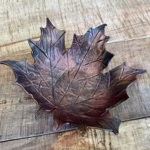 Hand Forged Iron Maple Leaf, Blacksmith Made, Burnt Whisker Forge