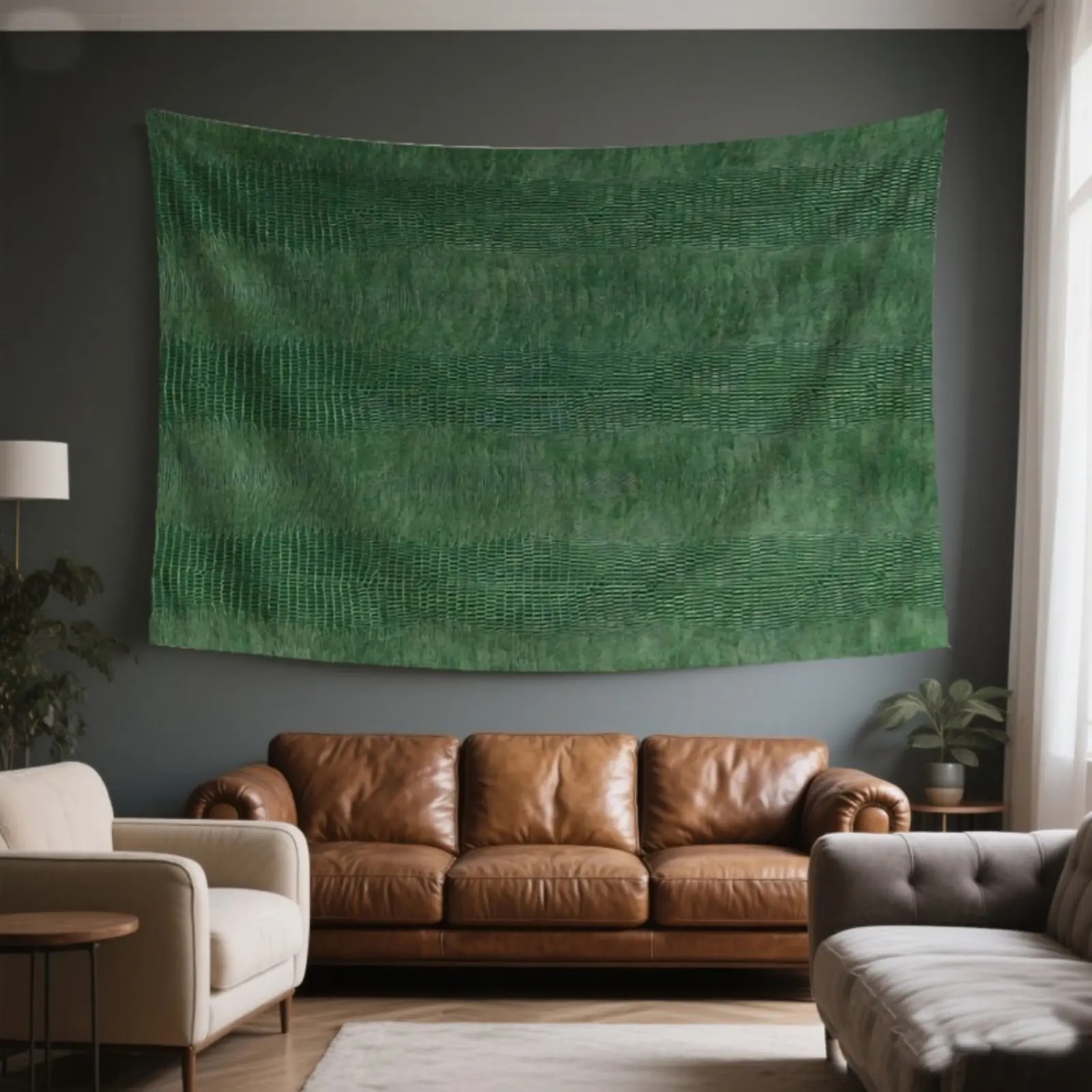 1pc Dark Green Textured Hanging Decoration Tapestry Wall Hanging, Washable Fabric Wall Art with Hanging Kit, Aesthetic Home Decor for Bedroom & Living Room, Hanging Decoration Tapestries