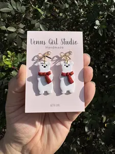 Polar Bear Clay Earrings