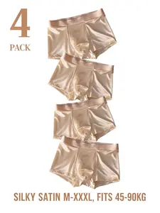Men's Ice Silk Boxer Briefs, Luxury Satin/Mirror Finish, Cool & Breathable, Seamless & High Stretch, Ideal for Daily Commute, Sports, Gym, Business Trips & Loungewear, Fits M-XXXL / 45-90kg, Available in 1/4/8 Packs Multi-Color Sets