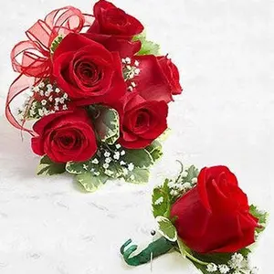 Red Rose Corsage And Boutonniere