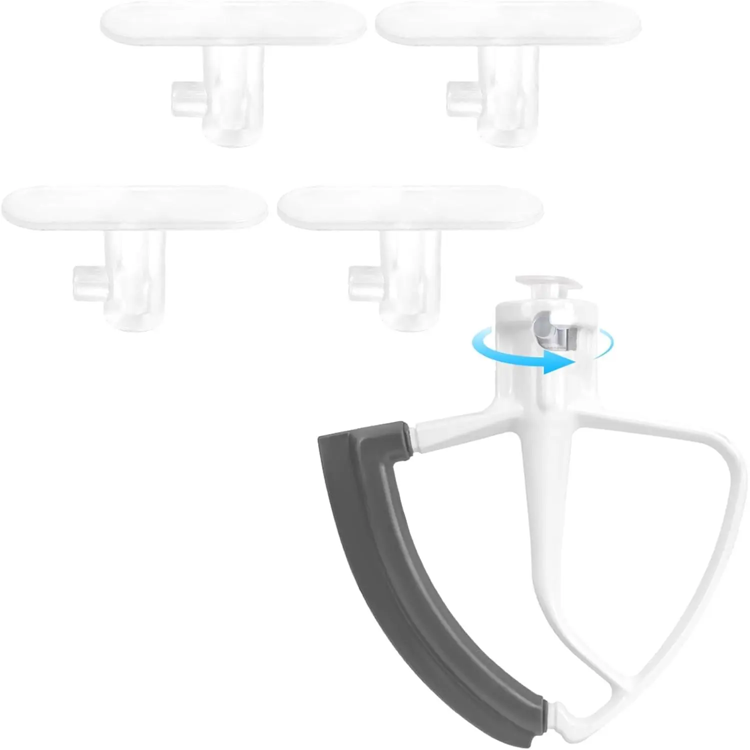 4 Pack Mixer Attachment Holder, Compatible with  Mixer Accessories with  Holes, Stores Beaters and Dough Hooks (Transparently, 4PACK)