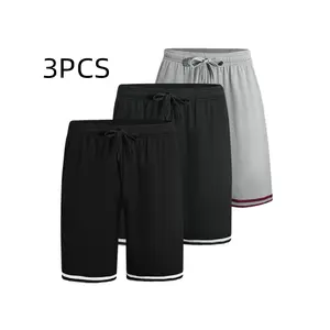 3PCS Men's Mesh Shorts, Three-Piece Set, Sports Basketball Shorts, Running, Fitness, Cycling, Hiking, Swimming, Quick-Dry, Breathable Elastic Shorts