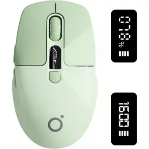 with Visible  & DPI Screen, Multi-Device BT & 2.4G  , 500 mAh Rechargeable, 1600DPI, Silent Portable Optical Mice for Laptop, PC, , iPad - Green