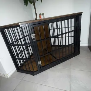 52 Inch Dog Crate Furniture Corner, Wooden Dog Kennel Furniture, End Table Dog Crate for Large Dogs, Indoor Pet Crates Corner Side Table for Dogs, Wide Top Perfect for Limited Room