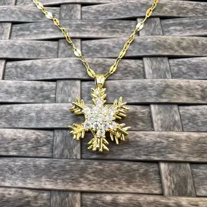 AlexisLeaCollection Gold Snowflake Necklace with Spinning Pendant, Fidget Necklace for Anxiety Relief Jewelry