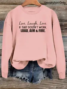 Women's Letter Print Drop Shoulder Sweatshirt, Casual Long Sleeve Round Neck Pullover for Daily Wear, Ladies Clothes for All Seasons